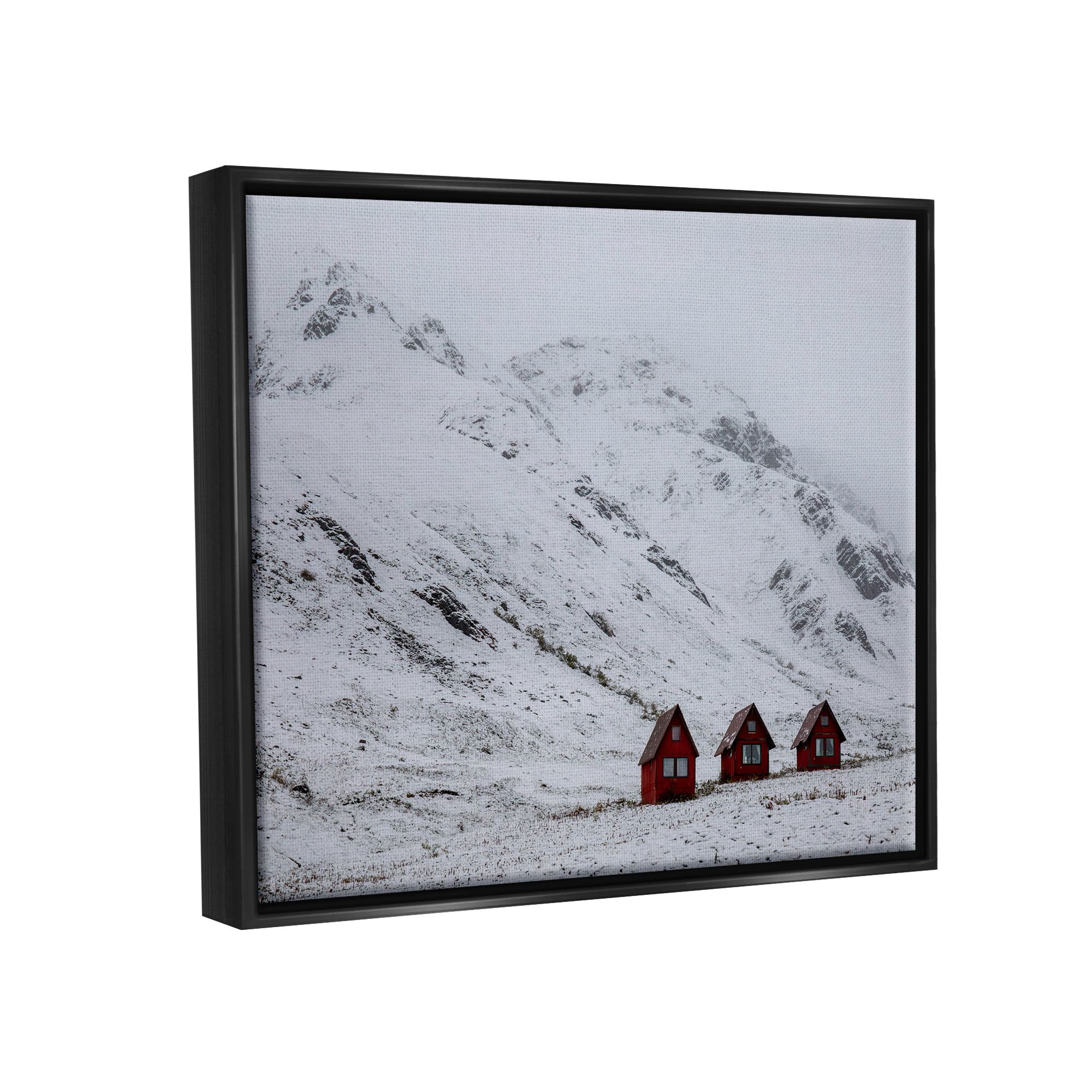Stupell Industries Snowy Mountain Pass Landscape Photography Black Floater Framed Canvas Art Print Wall Art, 31 x 25