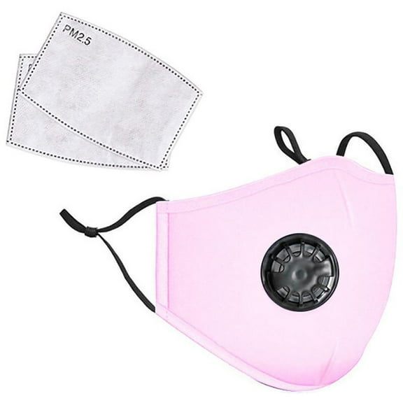 LANDOU Reusable Fabric Face Mask with PM2.5 Filters & External Valve (Adults, Pink)