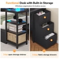 thumbnail image 6 of Twin Corner Bed Frame with 9 Storage Drawers and Desk, Metal Daybed with Charging Station, LED Lights and Bookcase Storage, Twin Size Platform Bed Frame for Teen/Adult, Black, 6 of 9