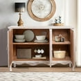 thumbnail image 3 of May in Color Accent Cabinet, Vintage Sideboard with 3 Carved Doors, Rustic Storage Cabinet for Kitchen, Dining Room, Bedroom, Wash Grey, 3 of 10