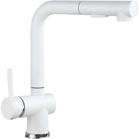 Kitchen Faucets with Pull Out Spray, Kitchen Mixer Faucet Stainless Steel Swivel Hot and Cold Water Dual Mode Multifunction Pull Out Kitchen Sink Faucet-White