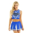 thumbnail image 2 of Oyolan Uniforme de Pom-Pom Girl Sans Manches avec Jupe Robe Bleue TG, 2 of 8