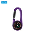 thumbnail image 3 of Unique Bargains Compass, Buckle Compass Keychain Waterproof Survival Pocket Compass, Purple 3Pack, 3 of 6