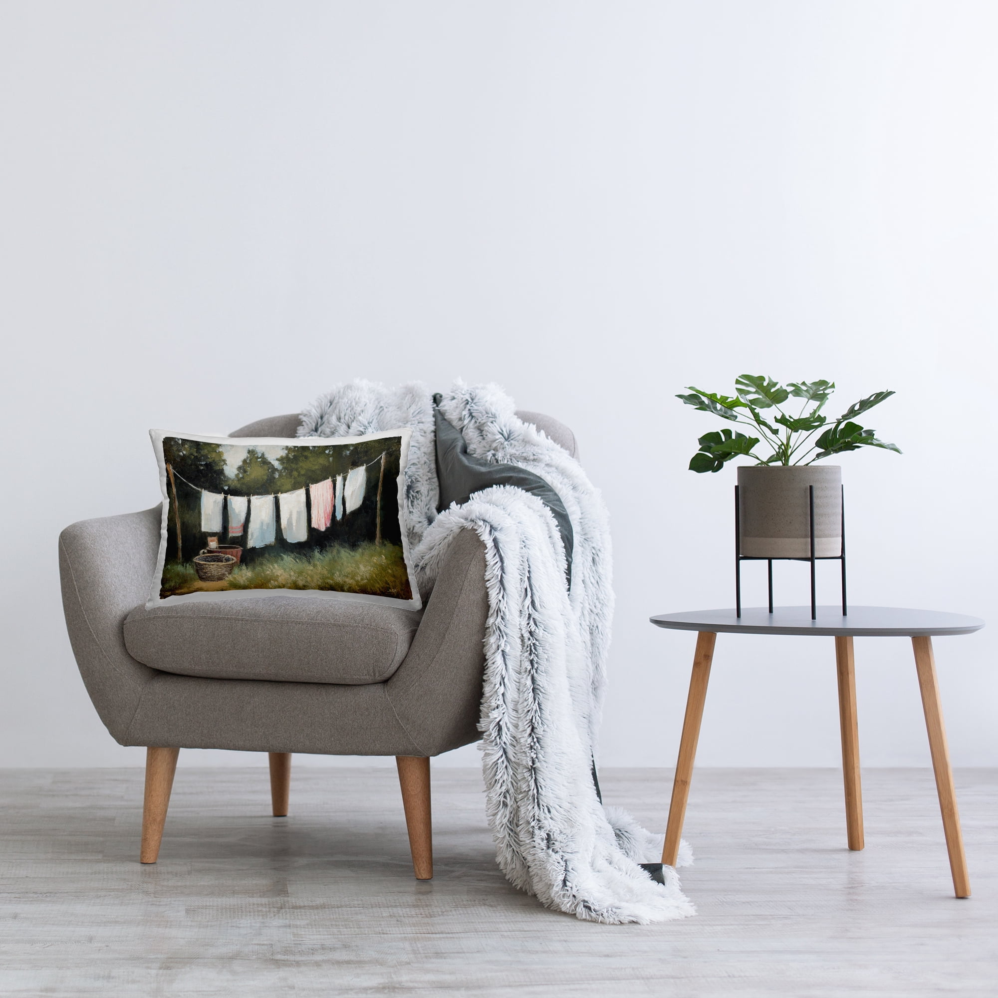 Stupell Industries Laundry Out To Dry Decorative Printed Throw Pillow Design by Julia Purinton.