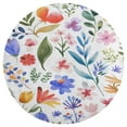thumbnail image 3 of Floral Colorful Flower Soft Bedroom Round Area Rug, Washable Cute Nursery Circle Throw Mat, Non-Slip Contemporary Small Low Pile Floor Carpet for Dorm Bedside, 3 of 6