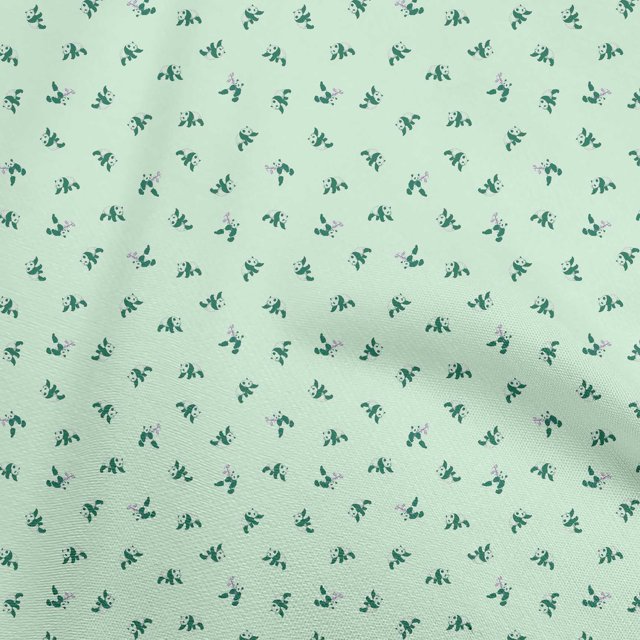 oneOone Velvet Mint Green Fabric Panda Sewing Material Print Fabric By The Yard 58 Inch Wide