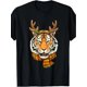 thumbnail image 2 of Camiseta navideña con cuernos de reno tigre, 100 % algodón (220 g), 2 of 7