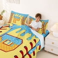 thumbnail image 3 of Erosebridal Light Blue Dripping Baseball Stitch & Waffle Letter P Graphic Queen Sheet Sets 4 Pieces, Alphabet Graphic Bed Set for Boys And Girls Kids,Ultra Soft Home Decor, 3 of 5