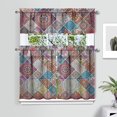 thumbnail image 2 of Kitchen Curtains 36 Inch Short - 3 Panel Set, Rod Pocket Window Curtain, Boho Floral Tribal Style, 100% Polyester for Farmhouse, Kitchen, Cafe, Bedroom, Easy Wash, 2 of 6