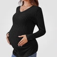thumbnail image 2 of Lumosvexa Women's Maternity Long Sleeve Top Comfortable Stretchy Soft V Neck Fall Casual Maternity Tee Black L, 2 of 6