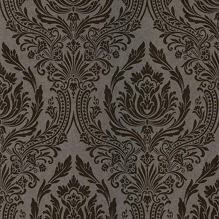 Kenneth James Pastiche Brown Damask Wallpaper