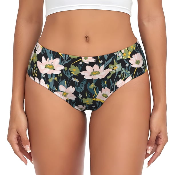 Fotbe Flowers Calzones Estampados para Mujer – Ropa Interior de Algodón, Cómoda, Suave y Elástica-X-Large