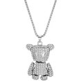 thumbnail image 2 of Collar de acero de titanio con colgante de oso de moda de hip hop para otoño/invierno, cadena de lana a juego, collar de conejo, 2 of 5