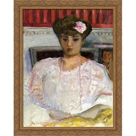Misia with a Pink Corsage 28x36 Large Gold Ornate Wood Framed Canvas Art by Pierre Bonnard