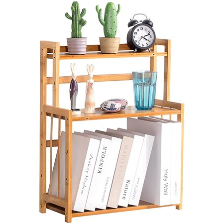 Sturdy Bookshelf Bamboo Desktop Bookshelf Tabletop Bookcase Desk ...