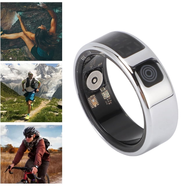 Bague Intelligente avec Écran d'Affichage d'Application Modes Sportifs Multiples IP68 Résistant à l'Eau Acier Inoxydable 18mAh Bague D\'entraînement Physique Intelligente pour Cyclisme Course