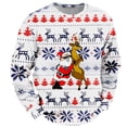 thumbnail image 4 of Chandail à Capuche Sans Capuche pour Hommes Hiver Chaud Col Rond Chandail Imprimé Flocon de Neige Père Noël Décontracté Confortable Doux, 4 of 4