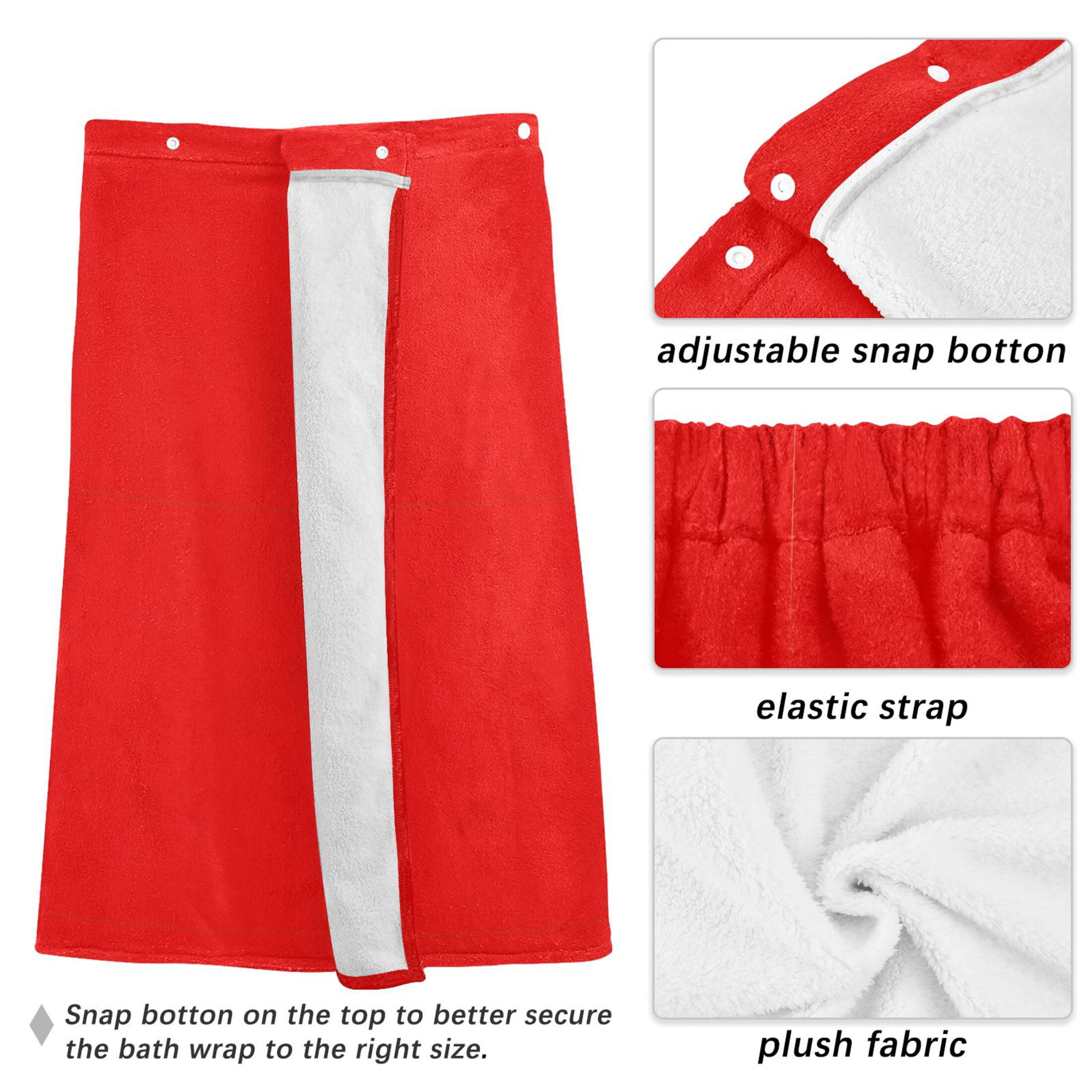 Mens Shower Wrap Adjustable Bath Wrap Towel Body Towels for Gym Shower Sauna Spa Red 60x28