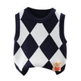 thumbnail image 2 of NAISIBABY Boys Girls Vest Sweater, Crew Neck Sleeveless Classic Checked Pullover Soft Knitted Sweater Navy 6-7T, 2 of 3