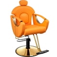 thumbnail image 2 of Baasha Barber Chair Reclining Hair Salon Chair, All Purpose Gold Salon Chair for Hair Stylist, 360 Degrees Swivel Stylist Chair, Heavy Duty Shampoo Chair Tattoo Chair with Removable Headrest - Orange, 2 of 7