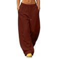 thumbnail image 4 of Nfurl Womens Baggy Sweatpants with Pockets Trendy Barrel Sweatpants Women High Waisted Wide Leg Pants Workout Going Out Casual Pants Trousers Wine,XL, 4 of 9