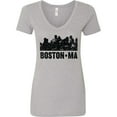 thumbnail image 3 of Inktastic Boston Massachusetts City Skyline with Grunge Women's V-Neck T-Shirt, 3 of 5