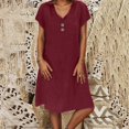 thumbnail image 4 of Tshirt Dress Women Summer Plus Size Short Sleeve V Neck Lightweight Casual Mini Dresses T Shirt Dresses for Women, 4 of 8