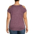 thumbnail image 5 of Terra & Sky Women's Plus Size Burnout Raglan Cold-Shoulder T-Shirt, 5 of 5