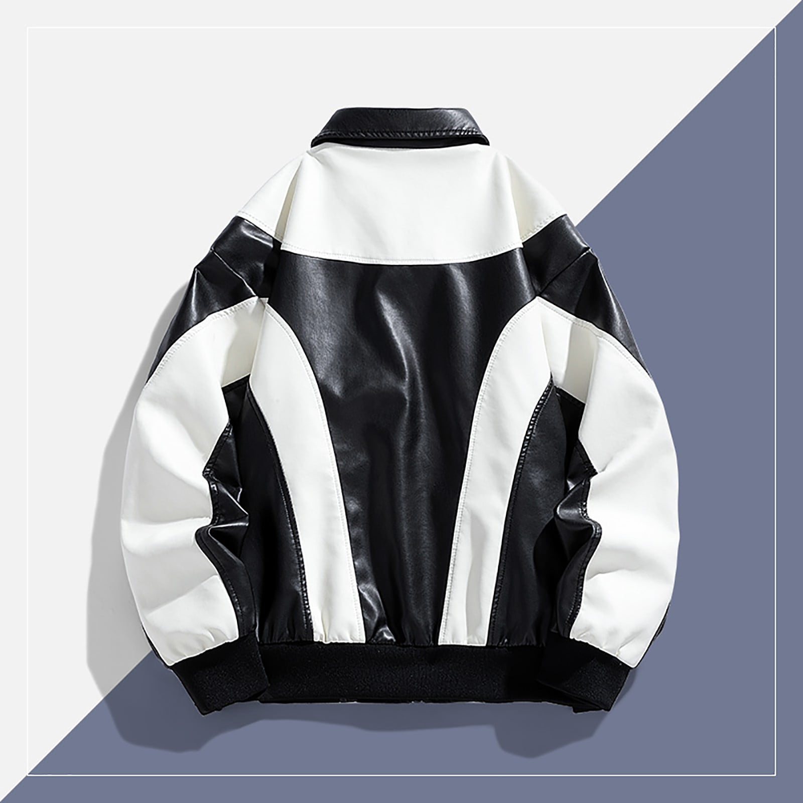 絶対的な信頼 JUUYY Men‘s Faux Leather Jacket Vintage Racing Motorcycle Bomber Jackets  Classic Oversized Unisex Streetwear Patchwork Coats White L ジャケット・アウター