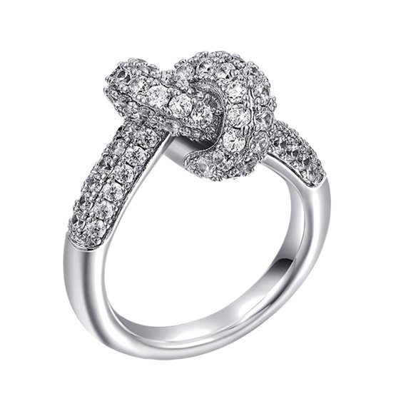 7829 Lovely Knot Rings Colored Zirconia Stones Copper Gold Plated Multiple Size