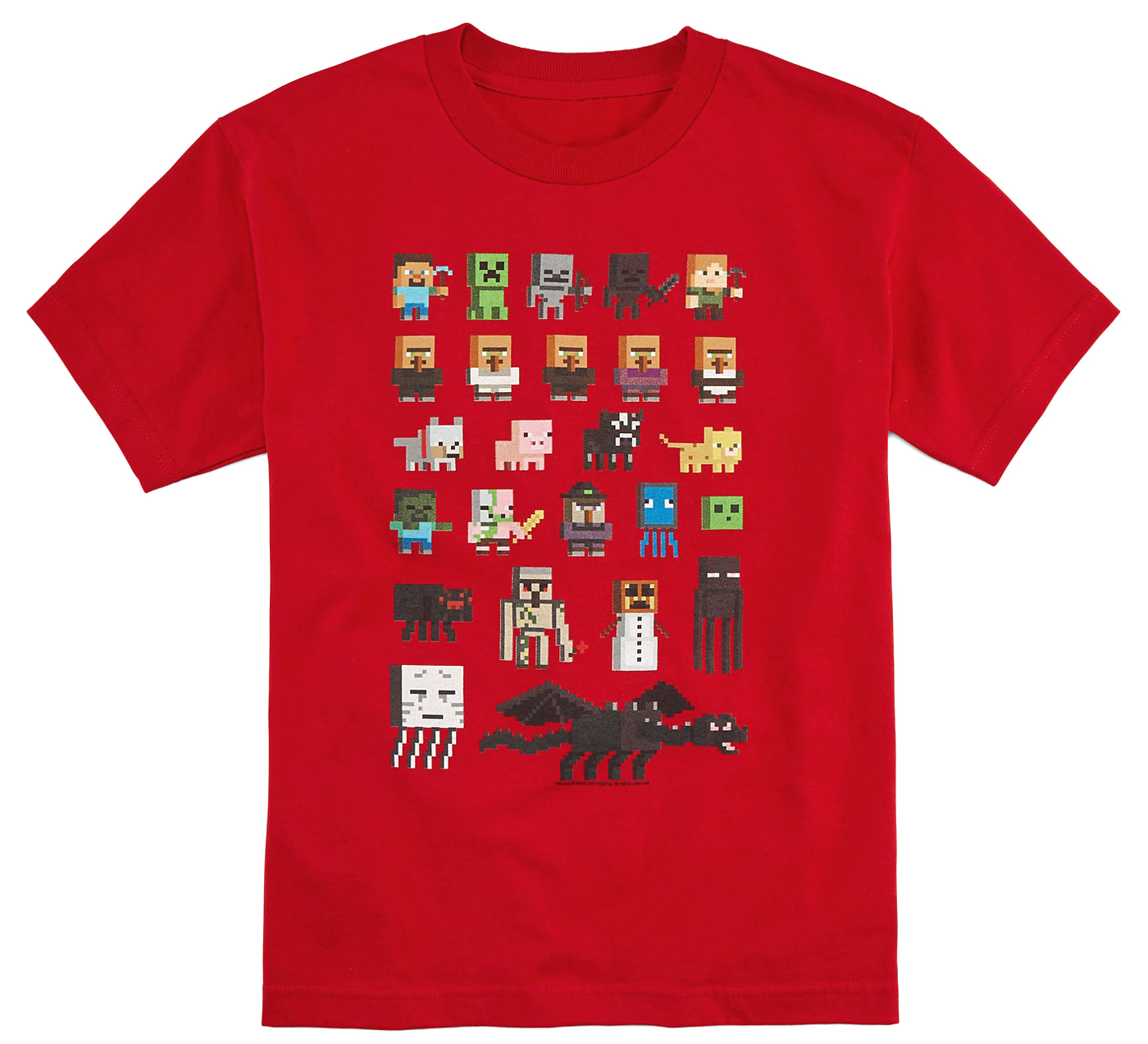 Minecraft Sprites Mojang Boys Kids Green Characters Short Sleeved T-Shirt