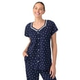 thumbnail image 6 of Aria Women's Short Sleeve 100% Cotton Cropped Pajama Set with Pockets, Sizes S-3X, 6 of 7