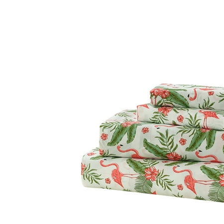 Harper Lane 3 Piece 1200 Thread Count Tropical Paradise White Polyester Bed Sheet Set, Twin