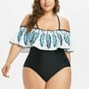 Plus Size Swimsuit For Women Women One Piece Padded Swimwear Plus Size Feather Swimsuit Bikini Tankini