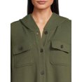 thumbnail image 4 of Time and Tru Women's Ribbed Hooded Shacket, Sizes S-XXXL, 4 of 5