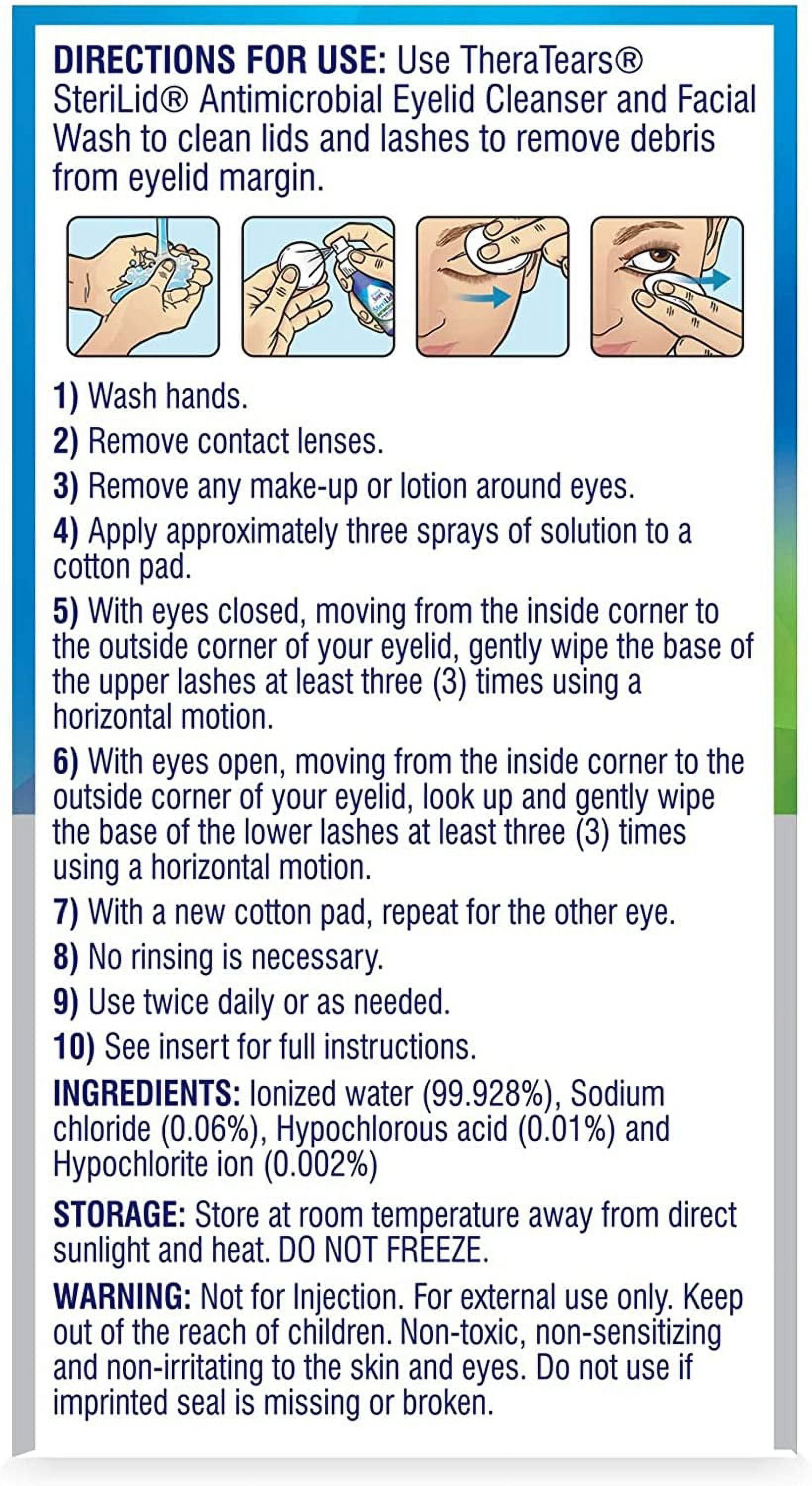 Thera Tears sterilid Antimicrobial Eyelid Cleanser and Face Wash, 2 Oz, 6 Pack