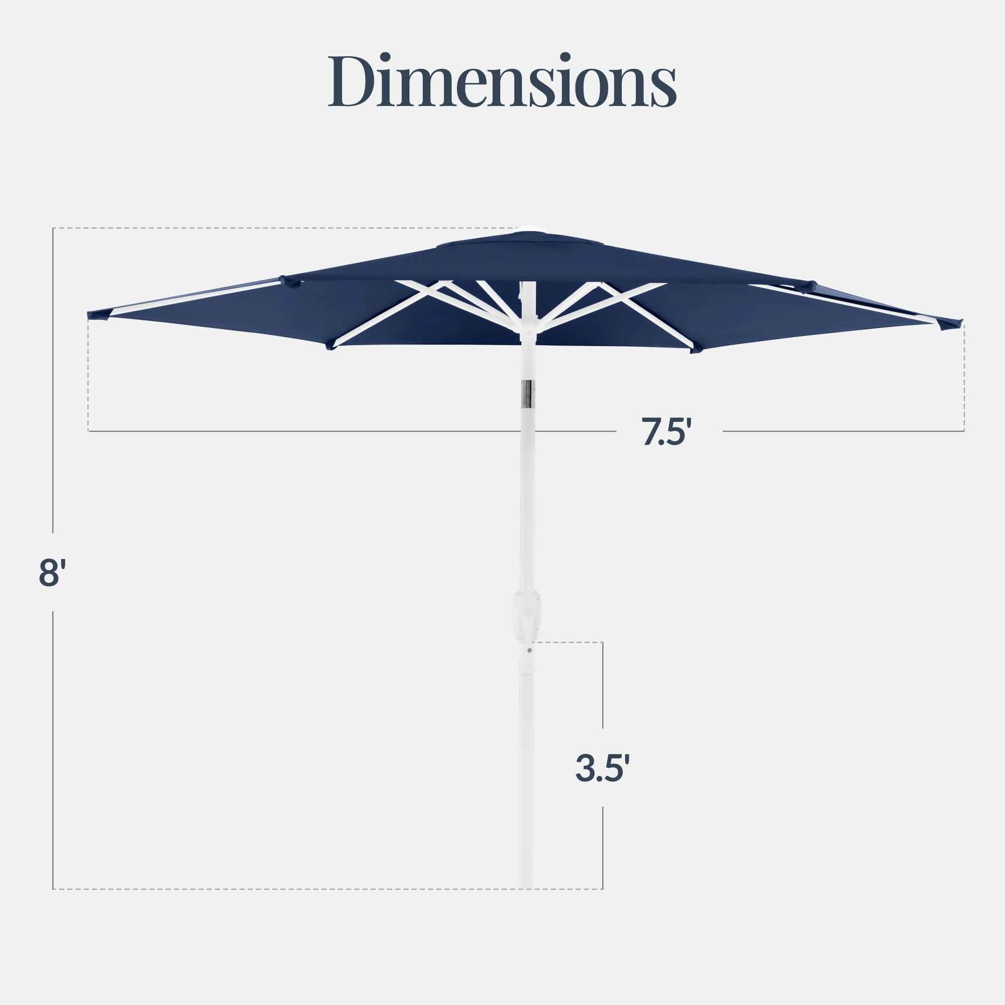 Best Choice Products 7.5ft Patio Umbrella White Pole, Outdoor Market Umbrella Steel Pole - Navy