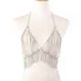 thumbnail image 5 of Women Rhinestone Tassel Body Chain Body Chest Chain Multilayer Body Jewelry for Women Ladies (Silver), 5 of 5