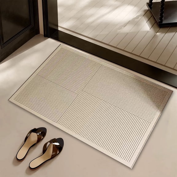 Bxaolu Modern Stripe Indoor Area Rug, 16" x 24", Contemporary, Bohemian, Easy Cleaning for Living Room, Bedroom, Kitchen, Pet Friendly, Non-Slip(Beige-B)