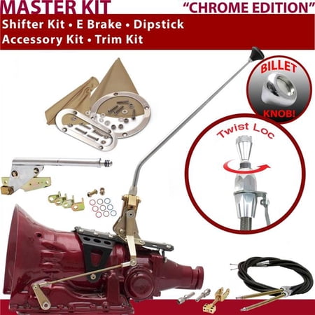 American Shifter C4 Shifter Kit Chrome 16 in. E Brake Cable Trim Kit Dipstick for F2023