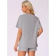 thumbnail image 3 of DARING DIVA Pajama Short Sleeve Lounge Set Elastic Shorts Sleepwear XS Light Gray, 3 of 6