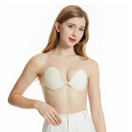 Adhesive bra with nipple shield strapless adhesive invisible push-up silicone bra for backless dresses-C