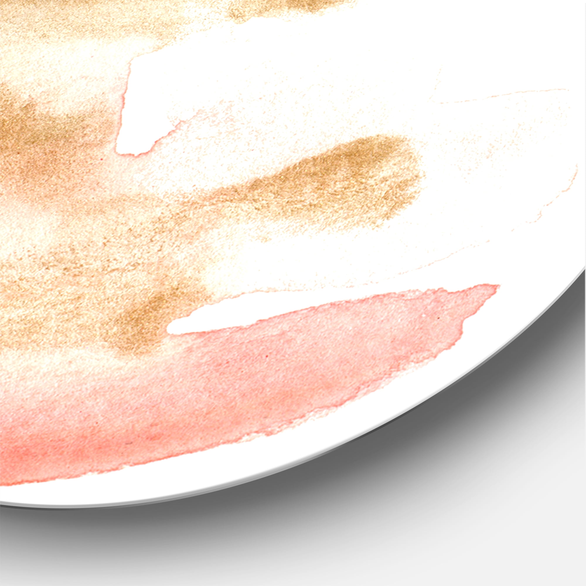 Designart 'Red Pink Gold and Beige Abstract Clouds' Modern Circle Metal Wall Art 23x23 - Disc of 23