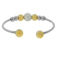 thumbnail image 2 of Stainless Steel Silver-Tone Yellow Gold-Tone White CZ Open End Bracelet, 2 of 3