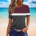 thumbnail image 5 of AKOEE T-shirts Tshirts for Women Short Sleeve Crewneck Graphic Basic Tees Casual Trendy Summer Tops, Purple #A 2XL, 5 of 6