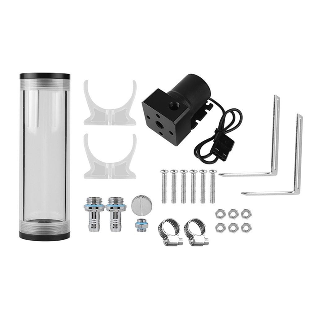 Water Cooling Tank Kit,800L/H CPU Cooling Cylinder Pump System,Water Cooling Pump Reservoir,T Virus Cylindrical Cooler Tank for Computer Water Cooling System Silver