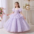 thumbnail image 4 of LEKWK Girls Princess Dress Sequin Puff Short Sleeve Sheer Mesh Tiered Pageant Gown Embroidery Ruffle Cute Dress for Flower Girl Wedding Birthday Party 3-14Y, 4 of 6
