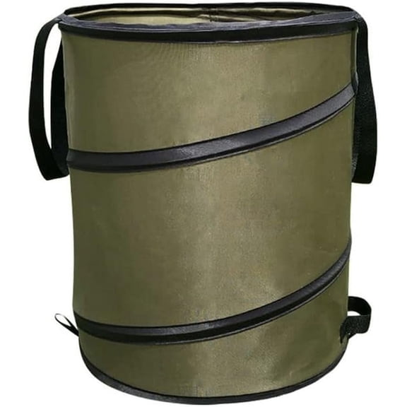 Collapsible Container Leaf Trash Can With Handles Reusable Portable Waterproof Waste Home Outdoor Yard Camping Gardening Bag (M:34CMX40CM), Army Green
