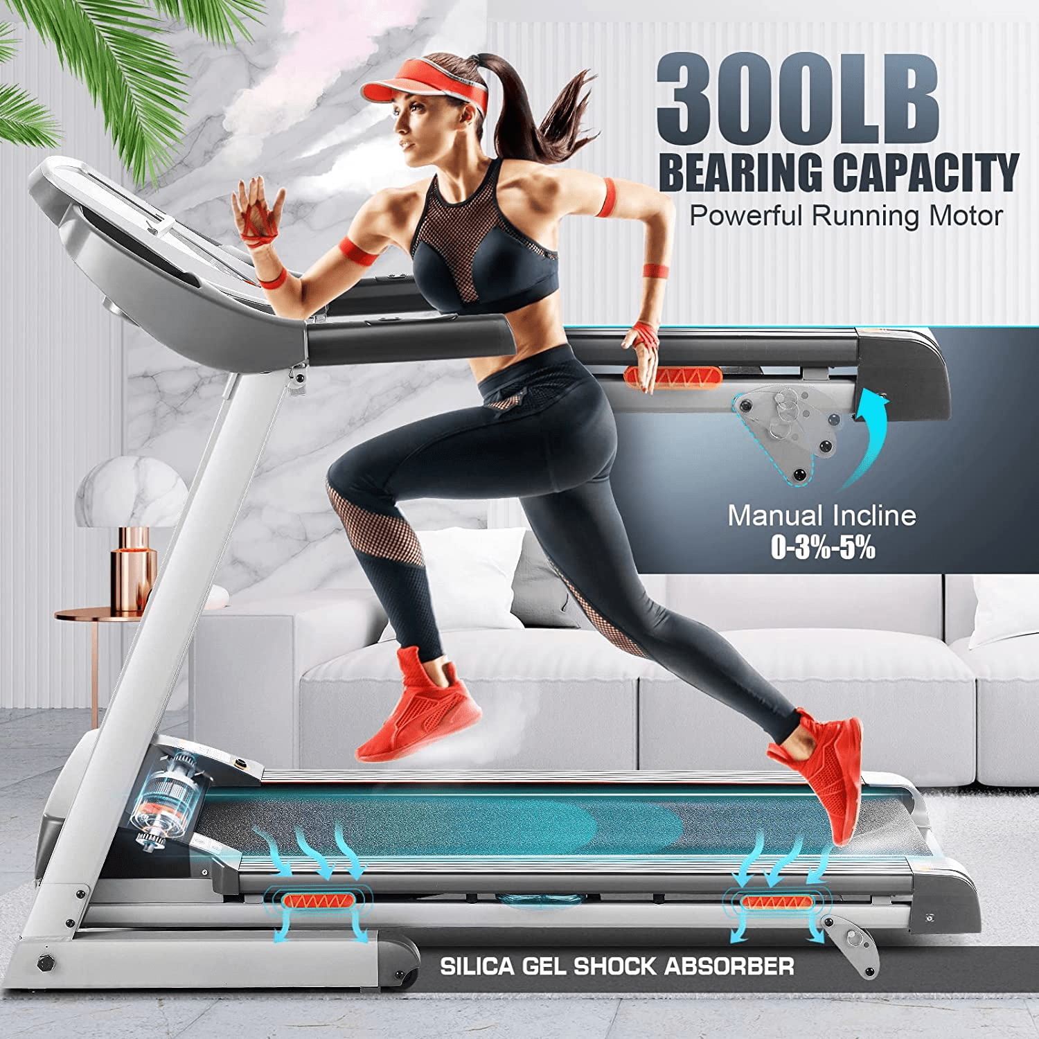 Buy Ancheer Treadmill, 3.0HP Bluetooth+12 Running Program Electric