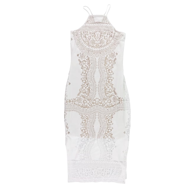 bar III Robe Moulante Burnout pour Femmes, Blanche, Très Petite